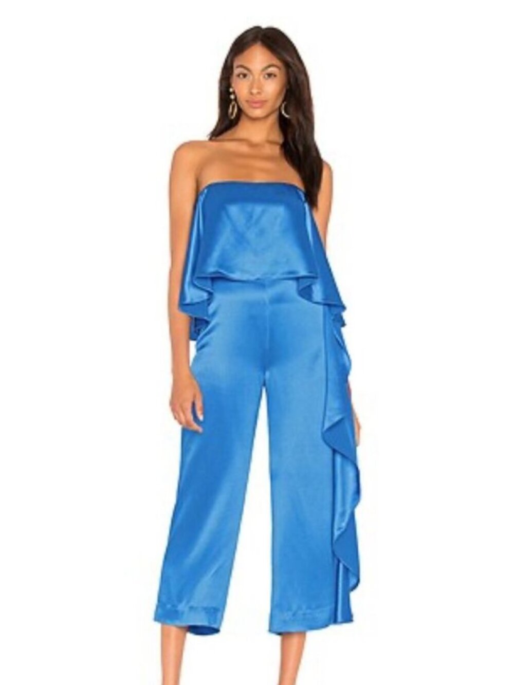 Mestiza Jacqueline Cropped Ruffle Jumpsuit in Sapphire